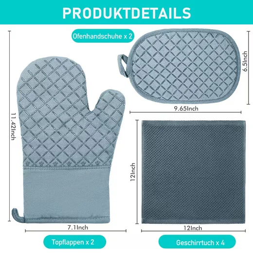 HUGERSTONE Topflappen und Backhandschuhe hitzefest 260 Grad rutschfest