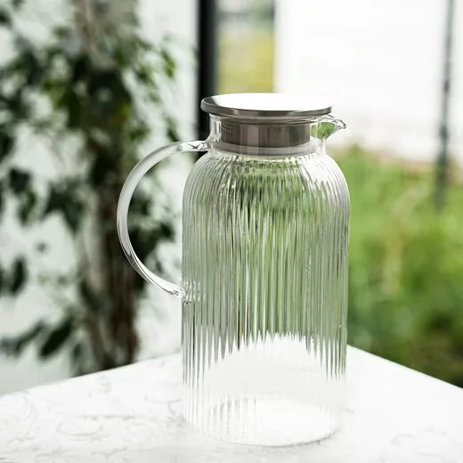 ALMINA Freya Caraffa Karaffe Borosilikatglas mit Deckel 1,8 l