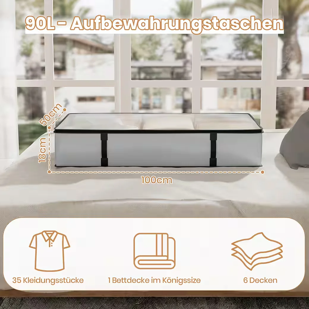 OAK&TEA Aufbewahrungstasche mit Deckel Aufbewahrungsbox für Bettdecken