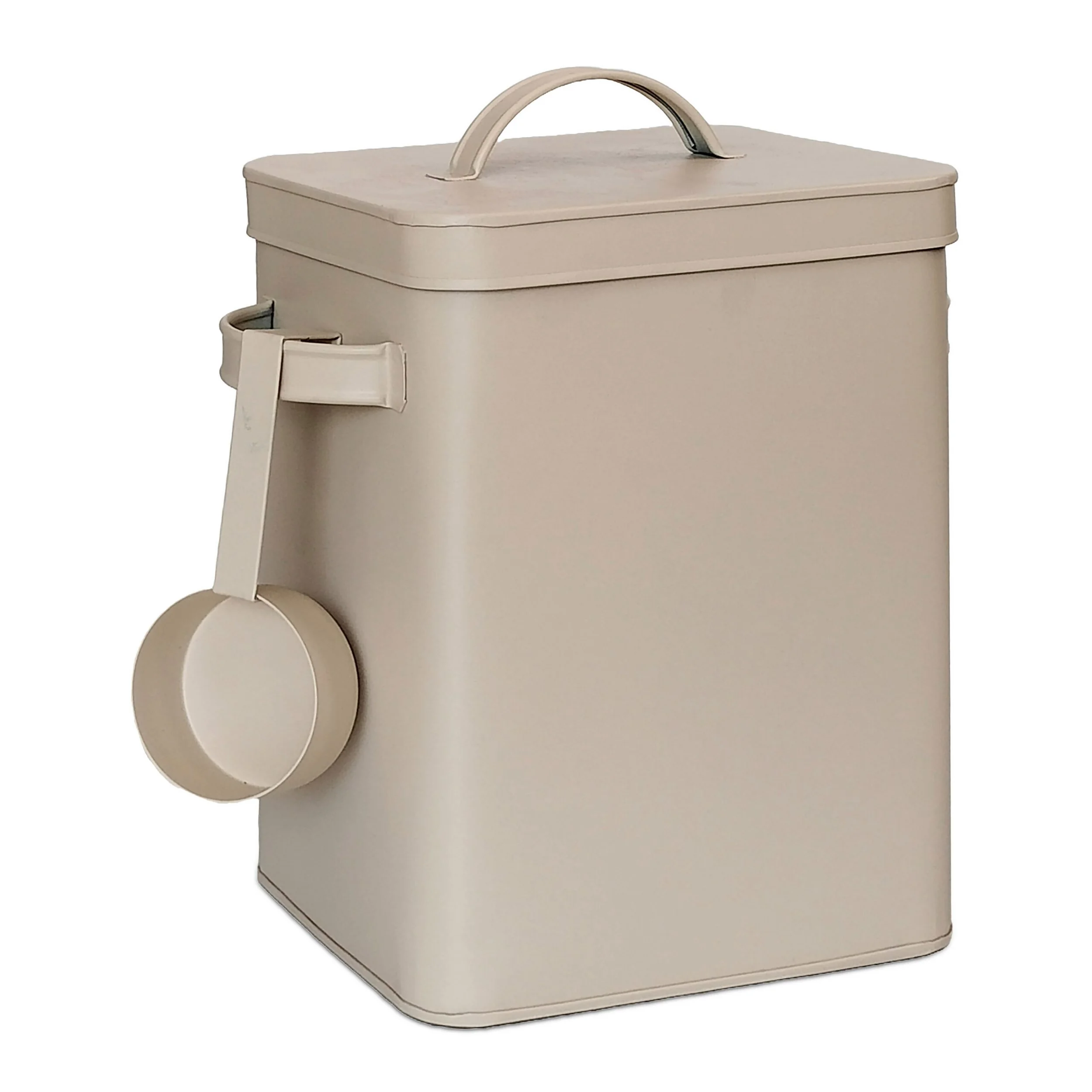 Relaxdays Vorratsdosen Set 2 luftdichte Metallboxen mit Löffel beige