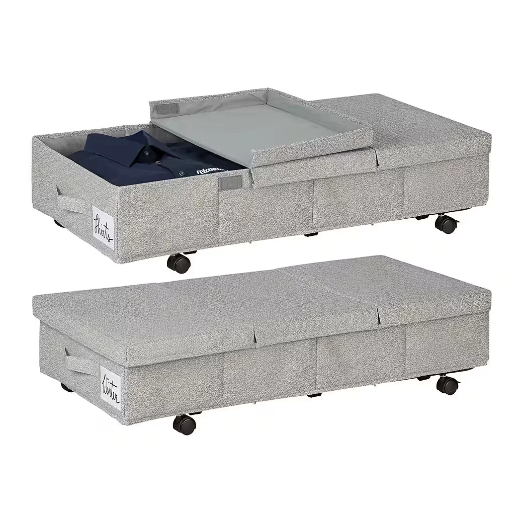 Relaxdays Unterbettkommode mit Rollen 2er Set Aufbewahrungsbox