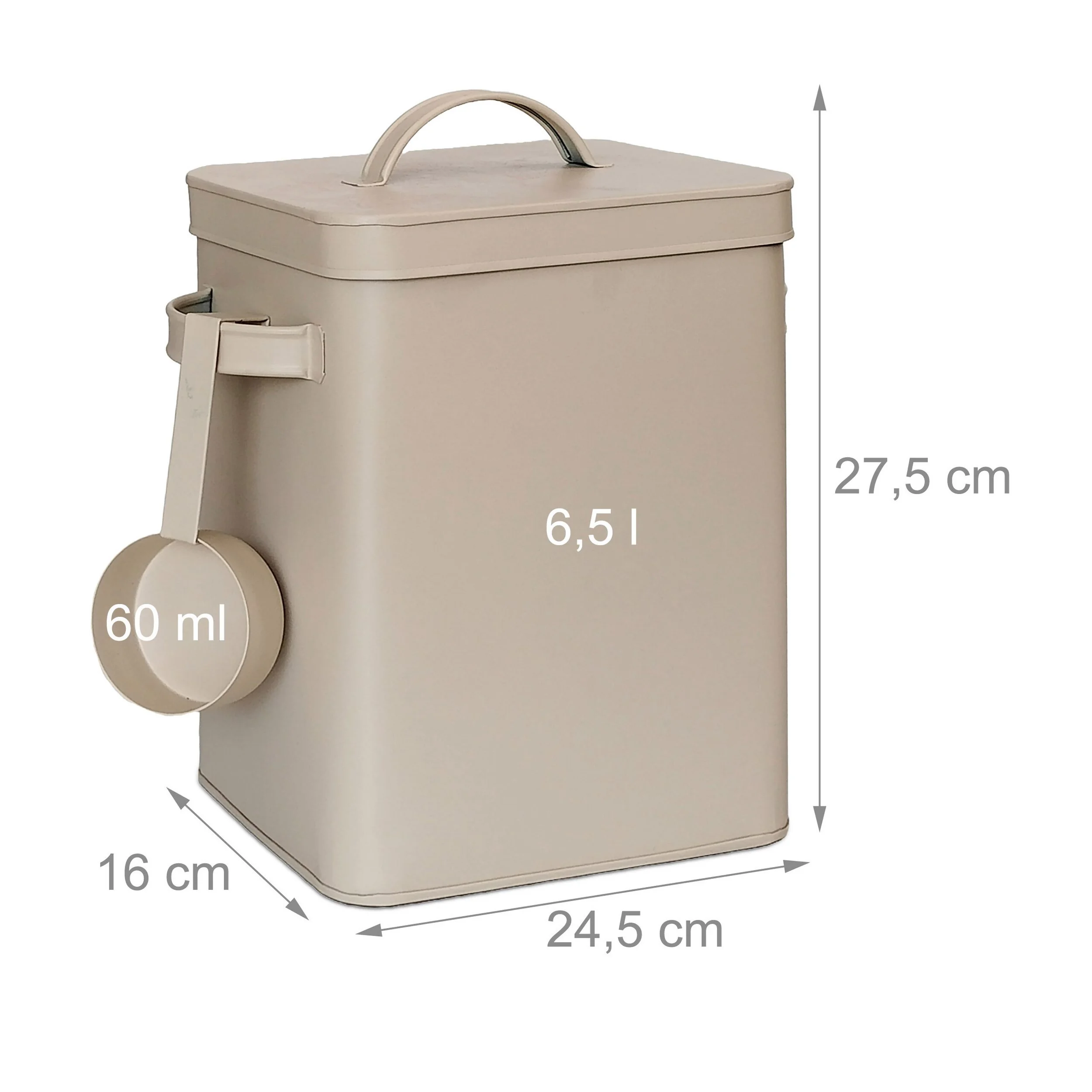 Relaxdays Vorratsdosen Set 2 luftdichte Metallboxen mit Löffel beige