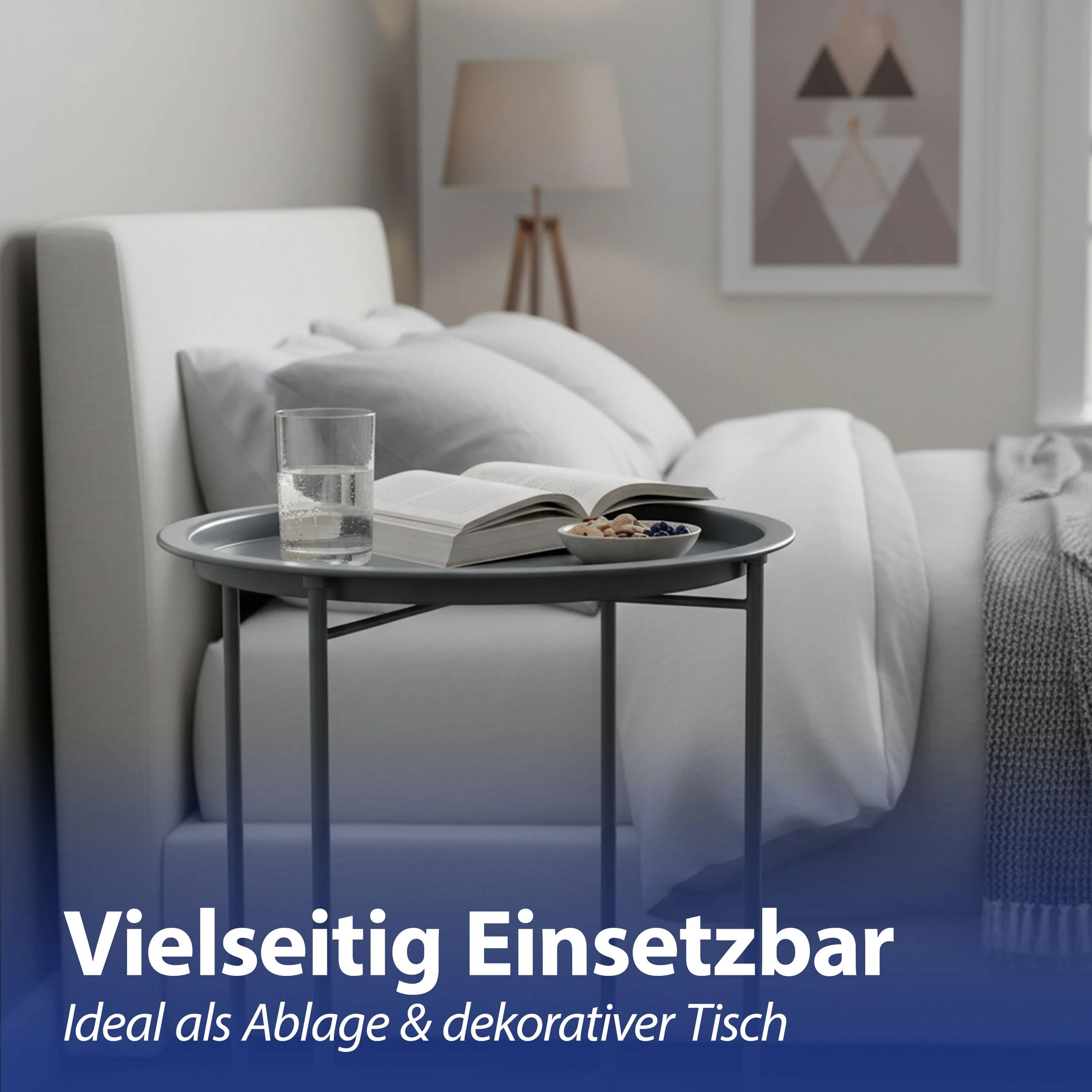 CEPEWA Beistelltisch rund grau Eisen PVC Industriedesign