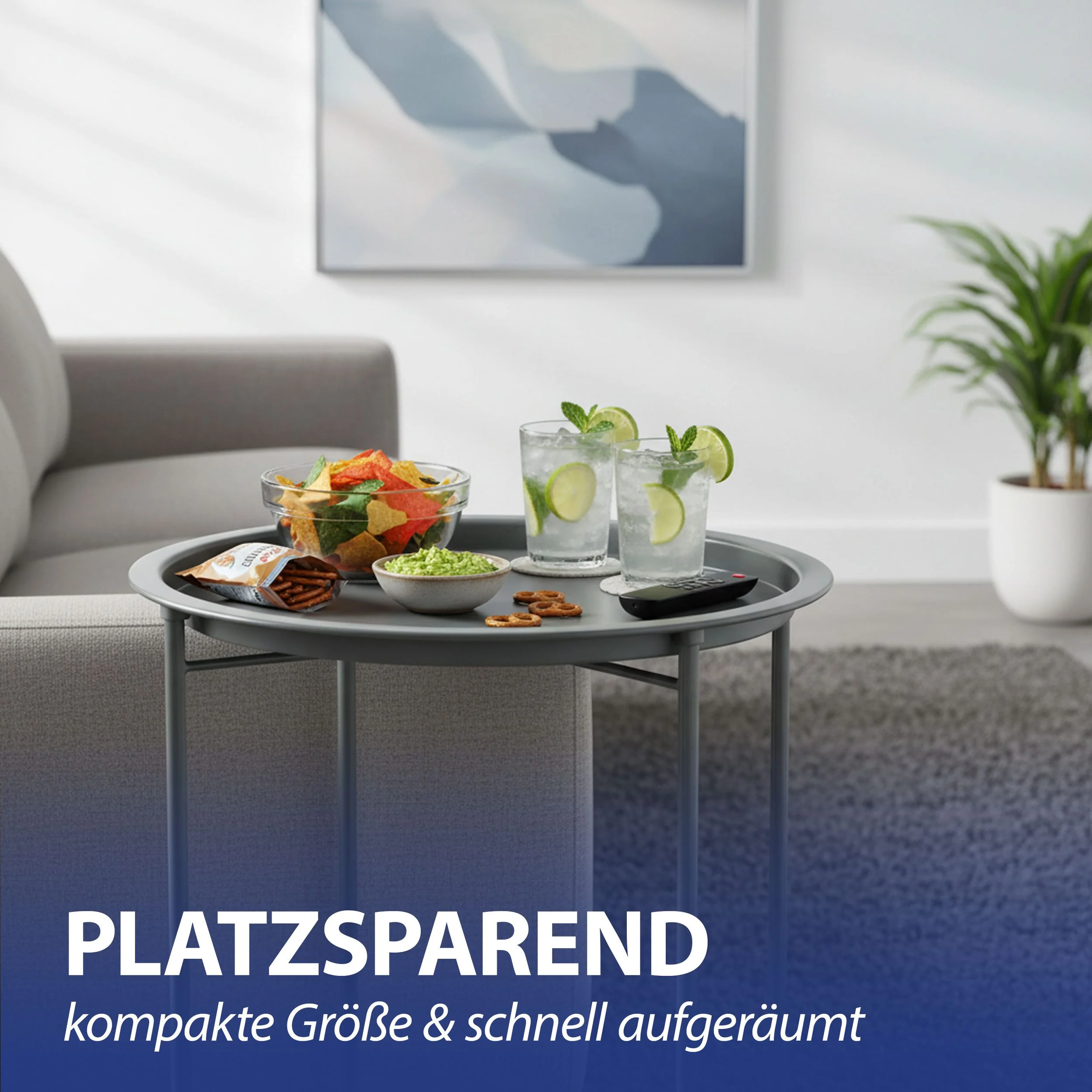 CEPEWA Beistelltisch rund grau Eisen PVC Industriedesign