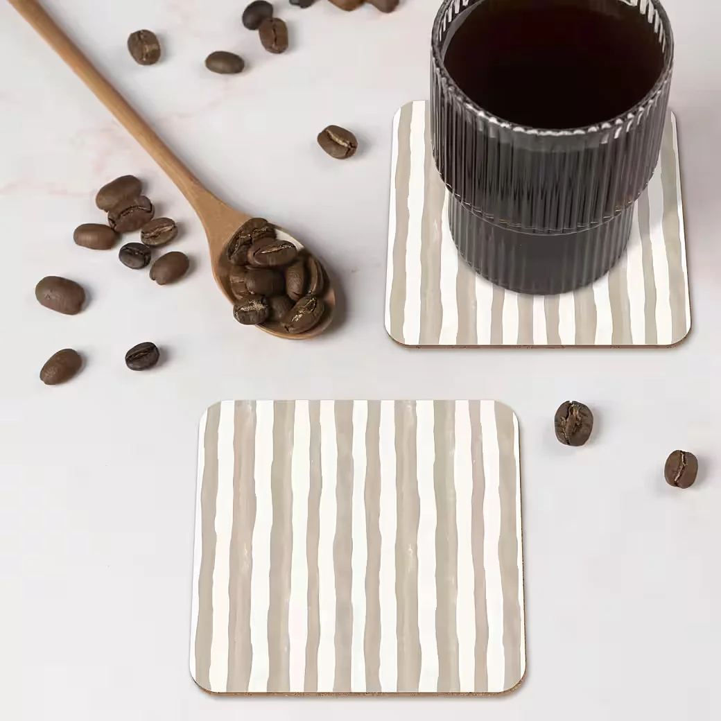 MUCHOWOW Glasuntersetzer minimalistisch Streifen beige