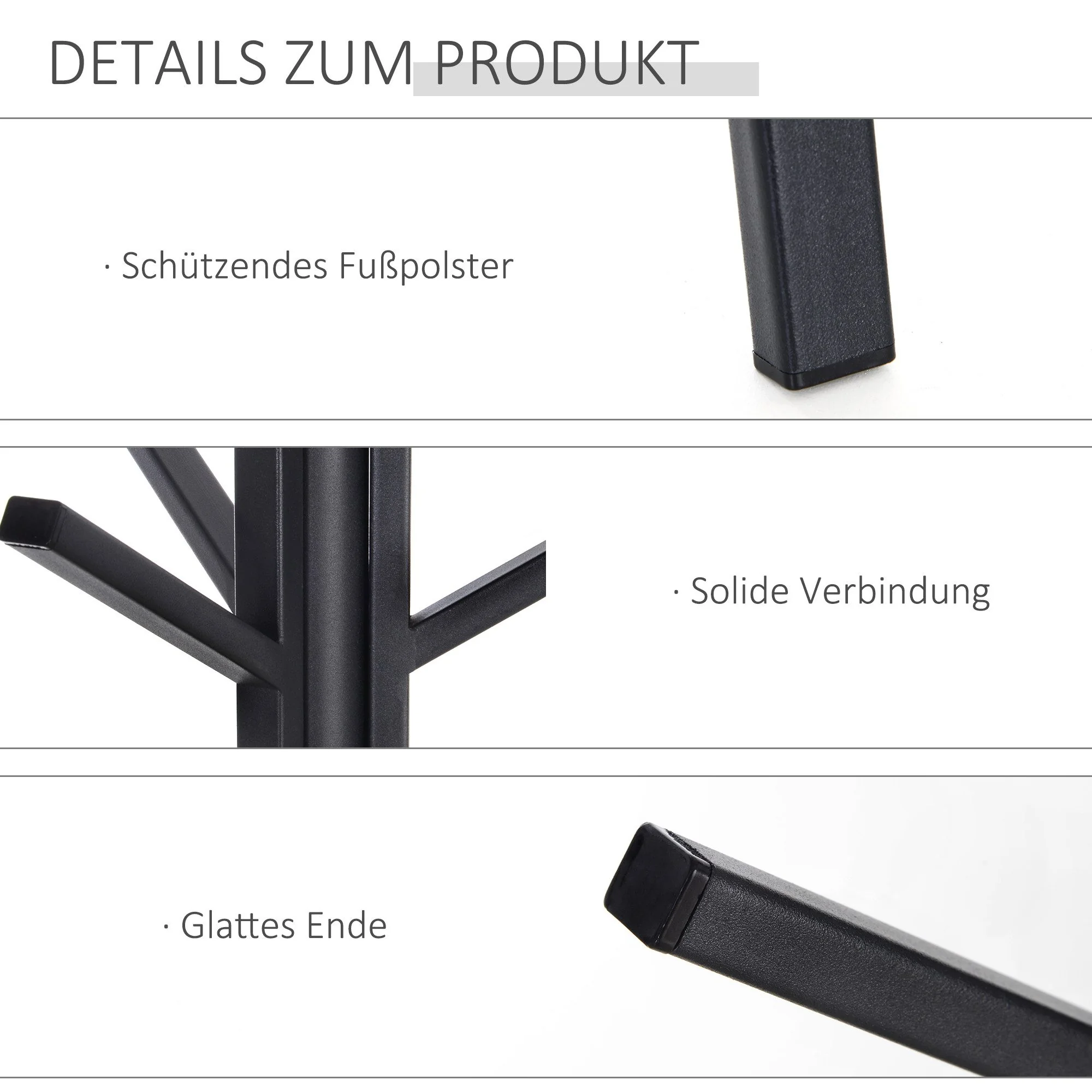 MC STAR Garderobenständer 180 cm schwarz Metall Kleiderständer