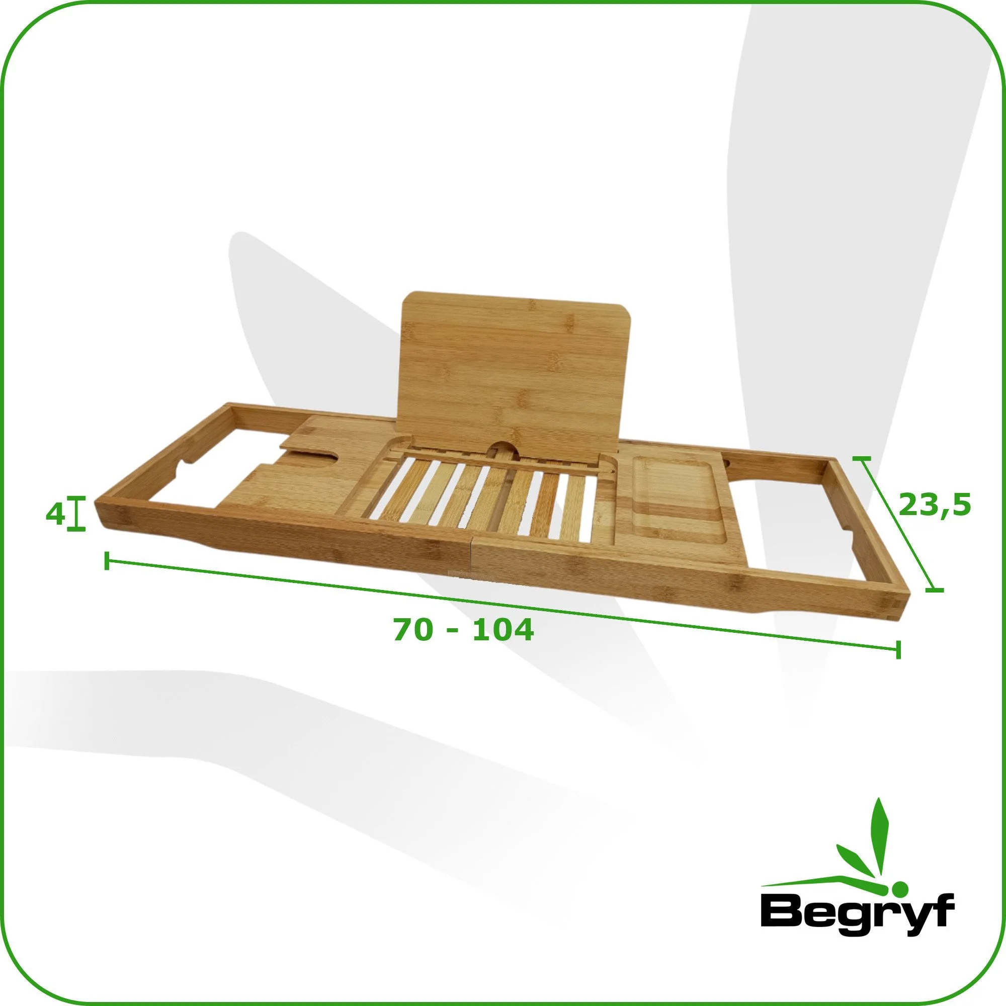BEGRYF Badewannenablage Bambus ausziehbar 70-104 x 23,5 x 4 cm