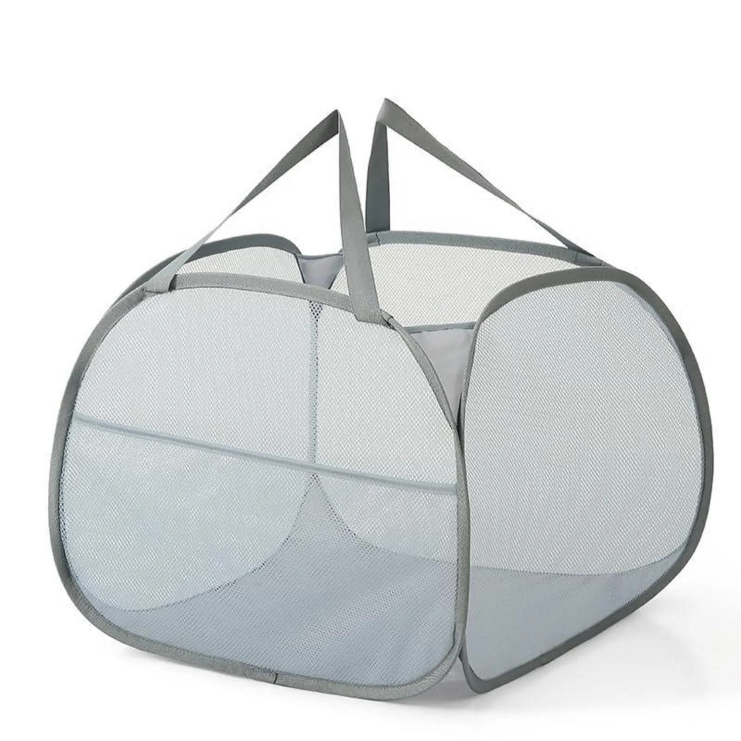 LUXUSKOLLEKTION Wäschekorb 90L faltbar PopUp mit Griff grau Camping