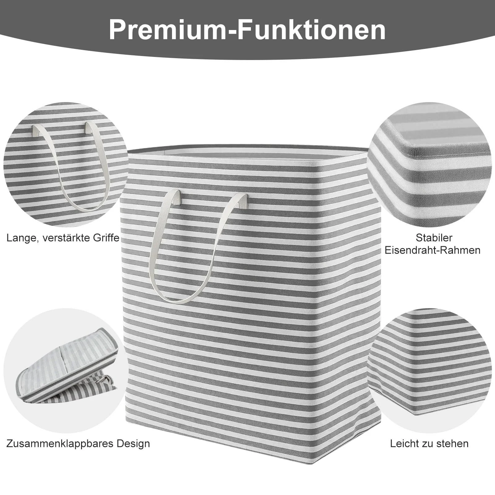 YOUYIJIA Wäschekorb 80L 2 Fächer faltbar Wäschesammler