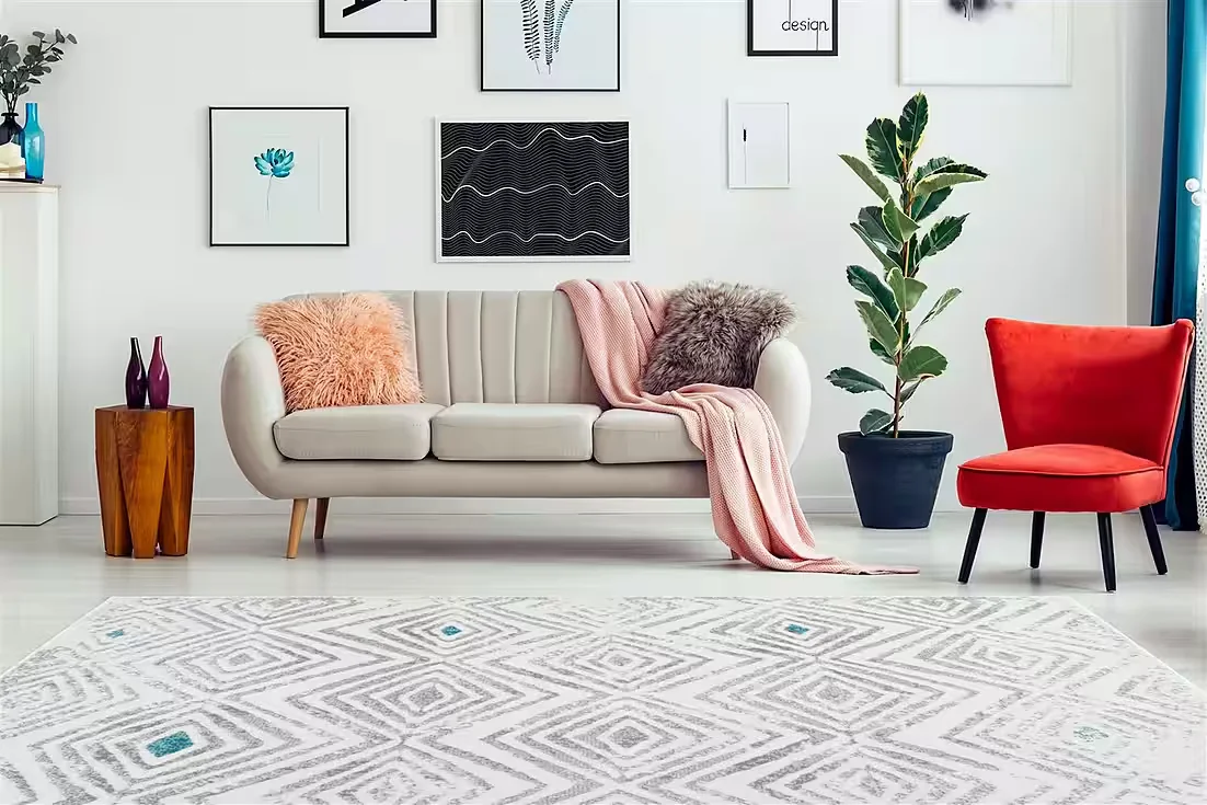 TEPPICH BOSS Kurzflor Teppich Valeria 410 Weiß Grau