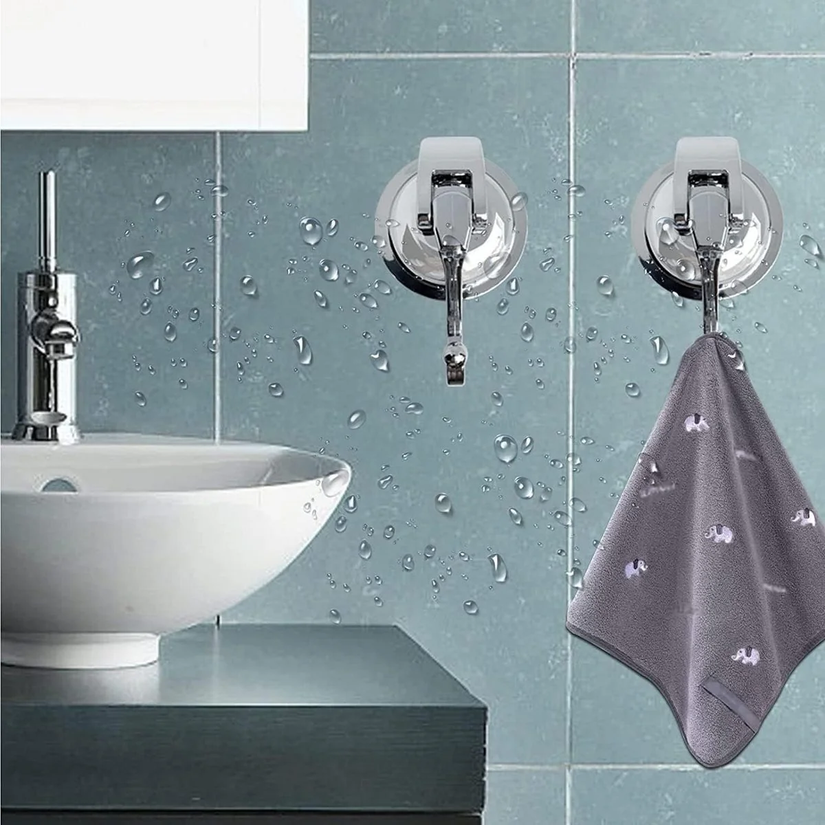 AURIVION Wandhaken mit Saugnapf 4 Stück extra stark ohne Bohren