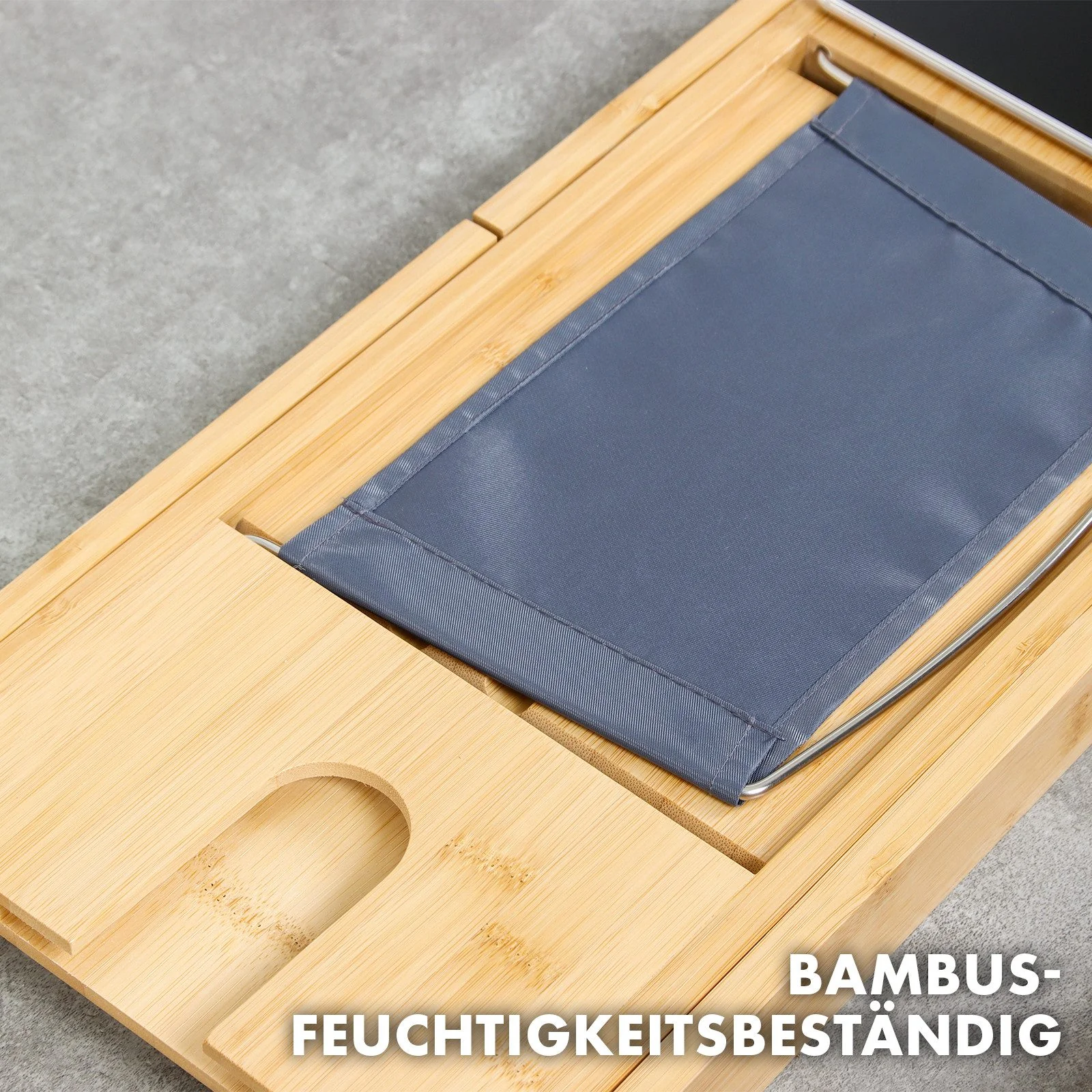 FLOORDIREKT Badewannenablage Bambus Oklahoma ausziehbar Tablett