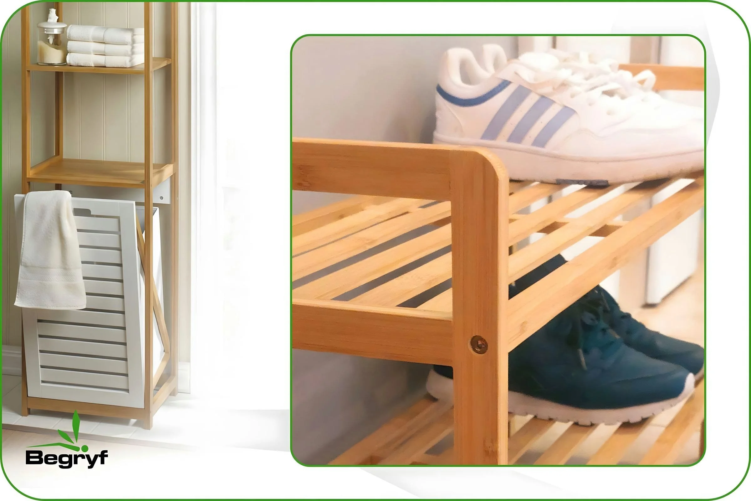 BEGRYF Bambus Schuhregal 70 x 26 x 40 cm Natur