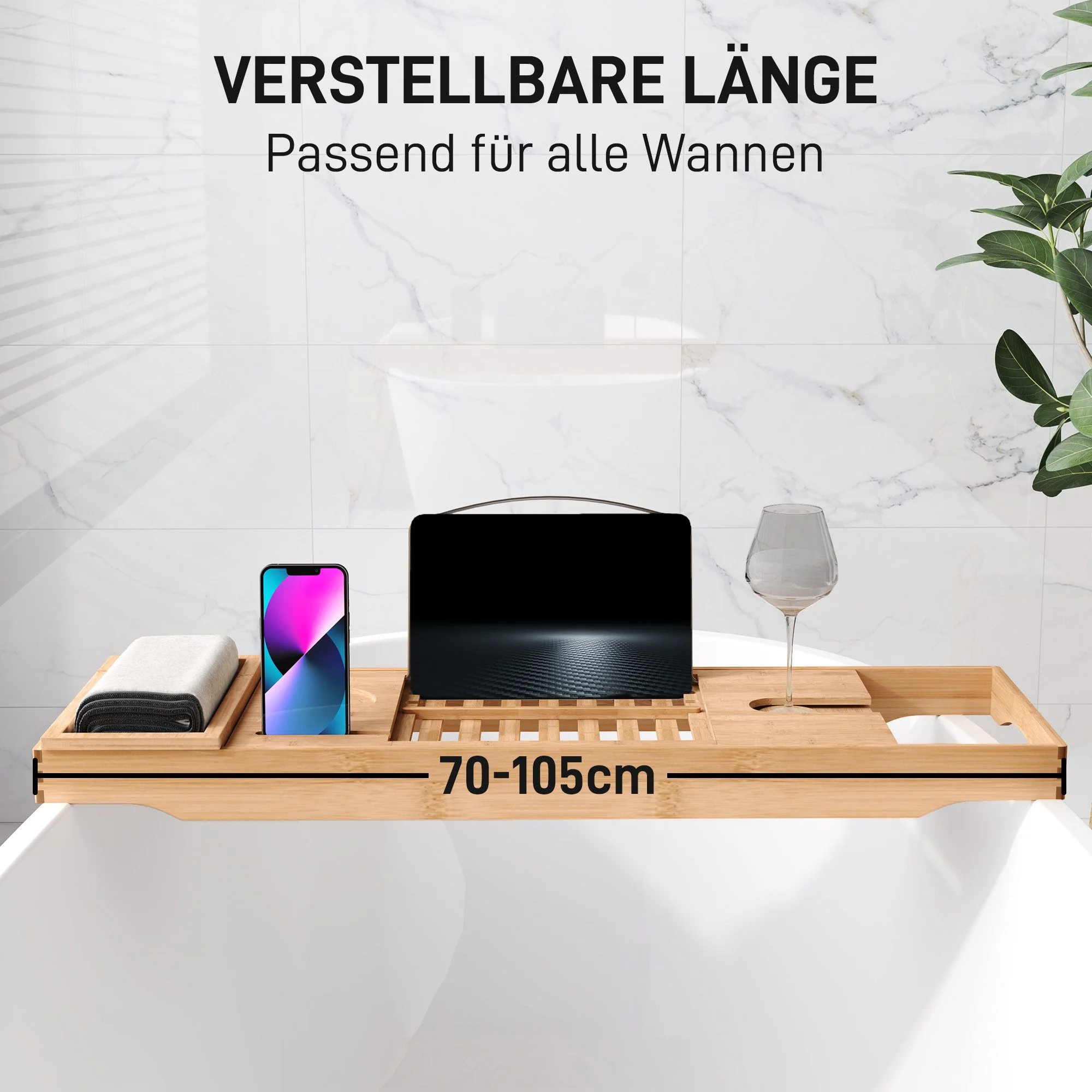MC STAR Badewannenablage Bambus verstellbar Badewannenbrücke