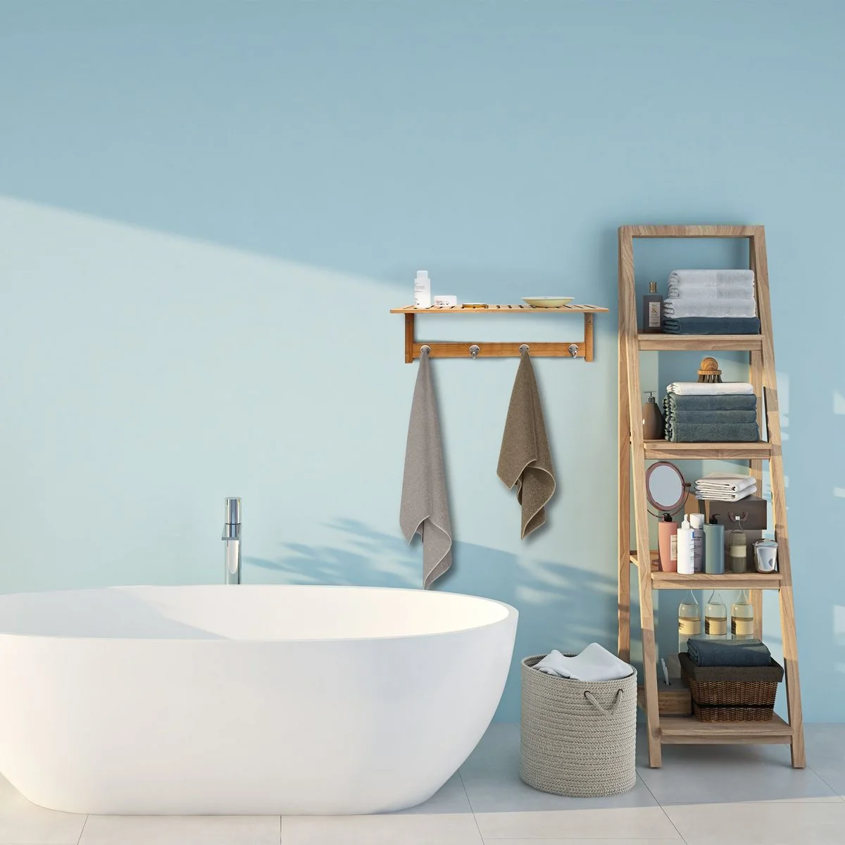 Relaxdays Wandgarderobe mit Hakenleiste und Wandregal