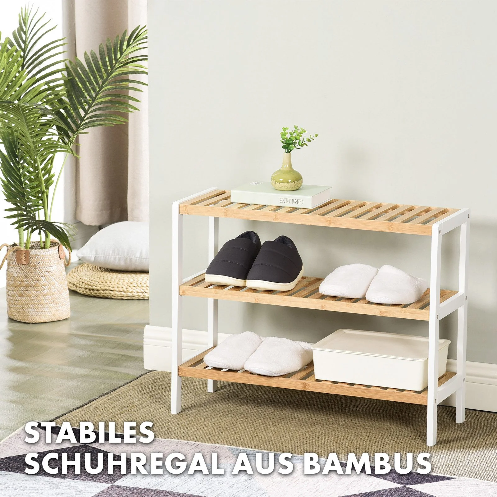 KUBUS Timber Bambus Schuhregal, 3 Etagen