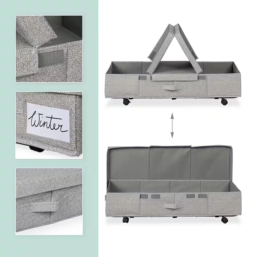 Relaxdays Unterbettkommode mit Rollen 2er Set Aufbewahrungsbox