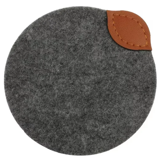 MACOSA HOME Glasuntersetzer rund Filz Leder hellgrau oder dunkelgrau
