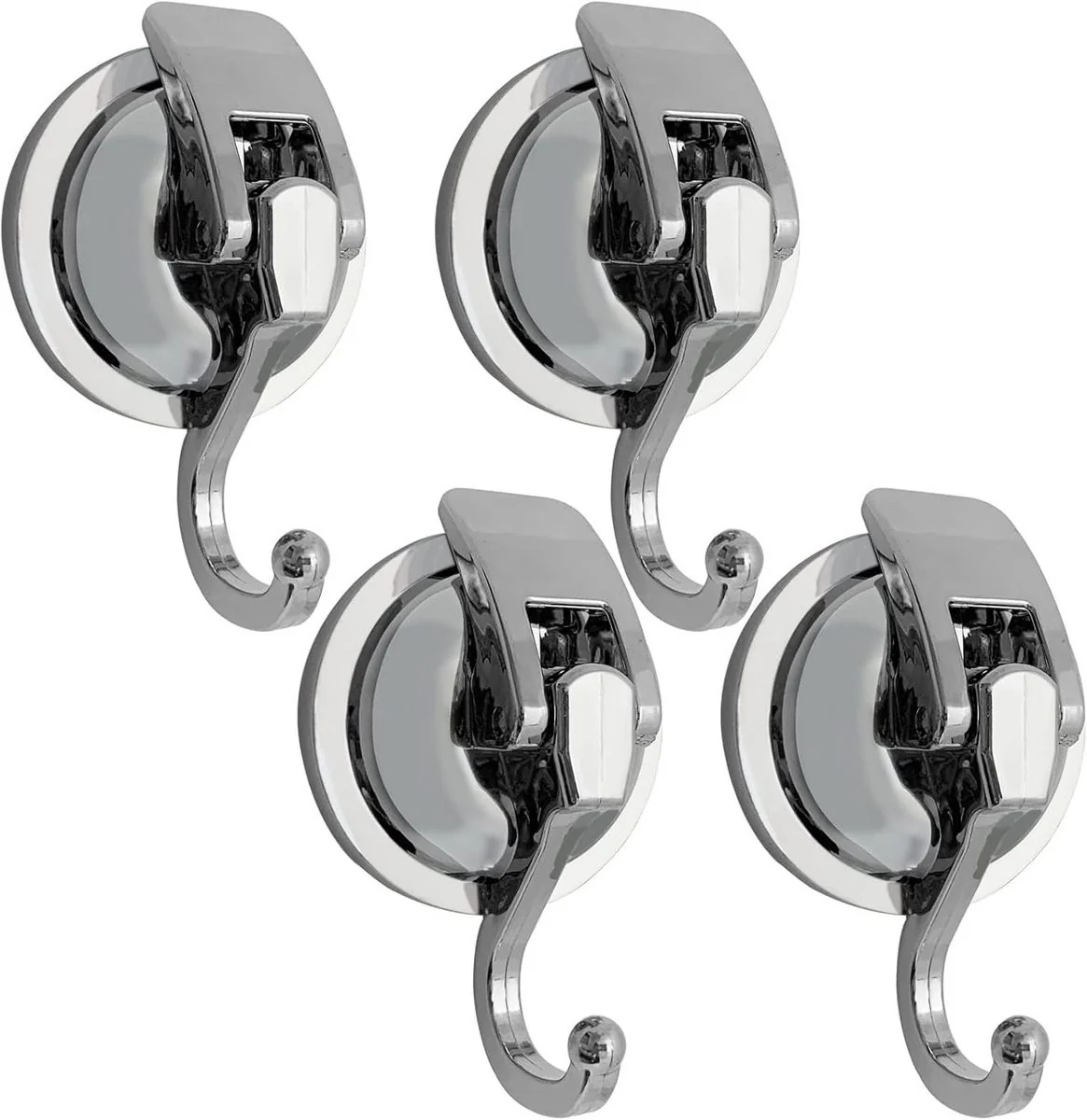 AURIVION Wandhaken mit Saugnapf 4 Stück extra stark ohne Bohren
