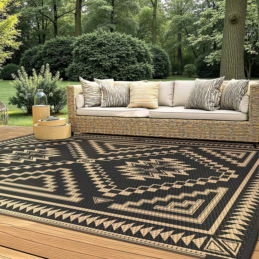 GENIMO Outdoorteppich beidseitig, reinigbar, Boho, Balkon und Garten