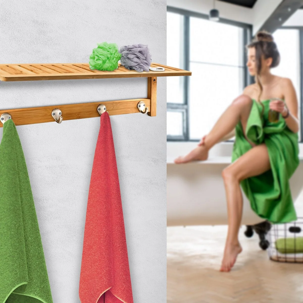 Relaxdays Wandgarderobe mit Hakenleiste und Wandregal
