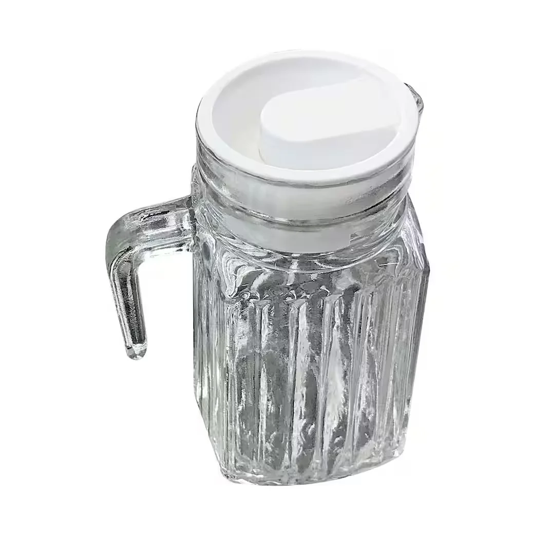 LEX Kühlschrankkrug 0,5 L 1 L Glaskaraffe mit Deckel und Ausgießer