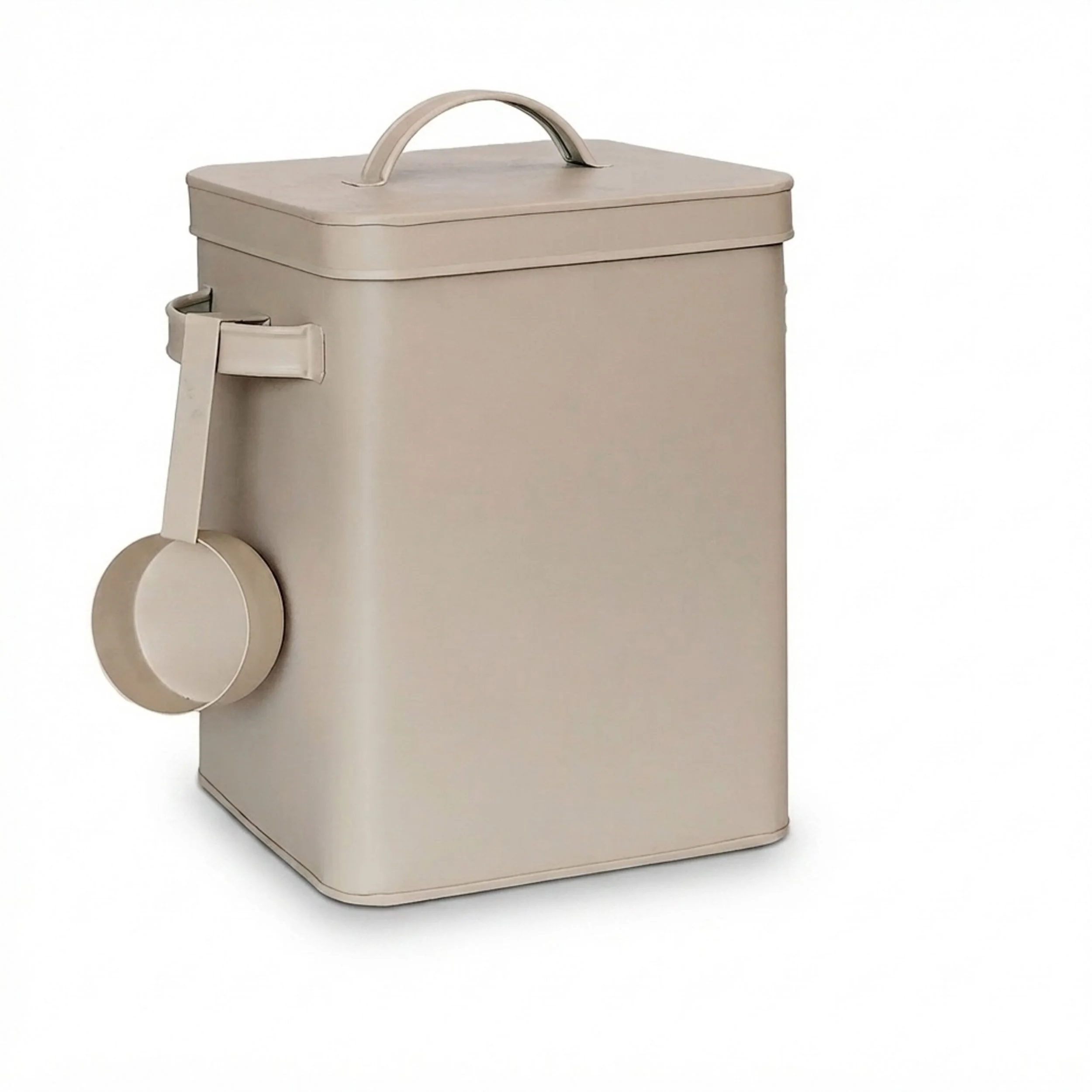 Relaxdays Vorratsdosen Set 2 luftdichte Metallboxen mit Löffel beige