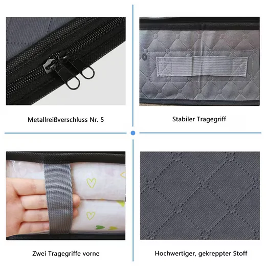 TUWENA Unterbettkommoden 4er Pack mit Sichtfenster, faltbar