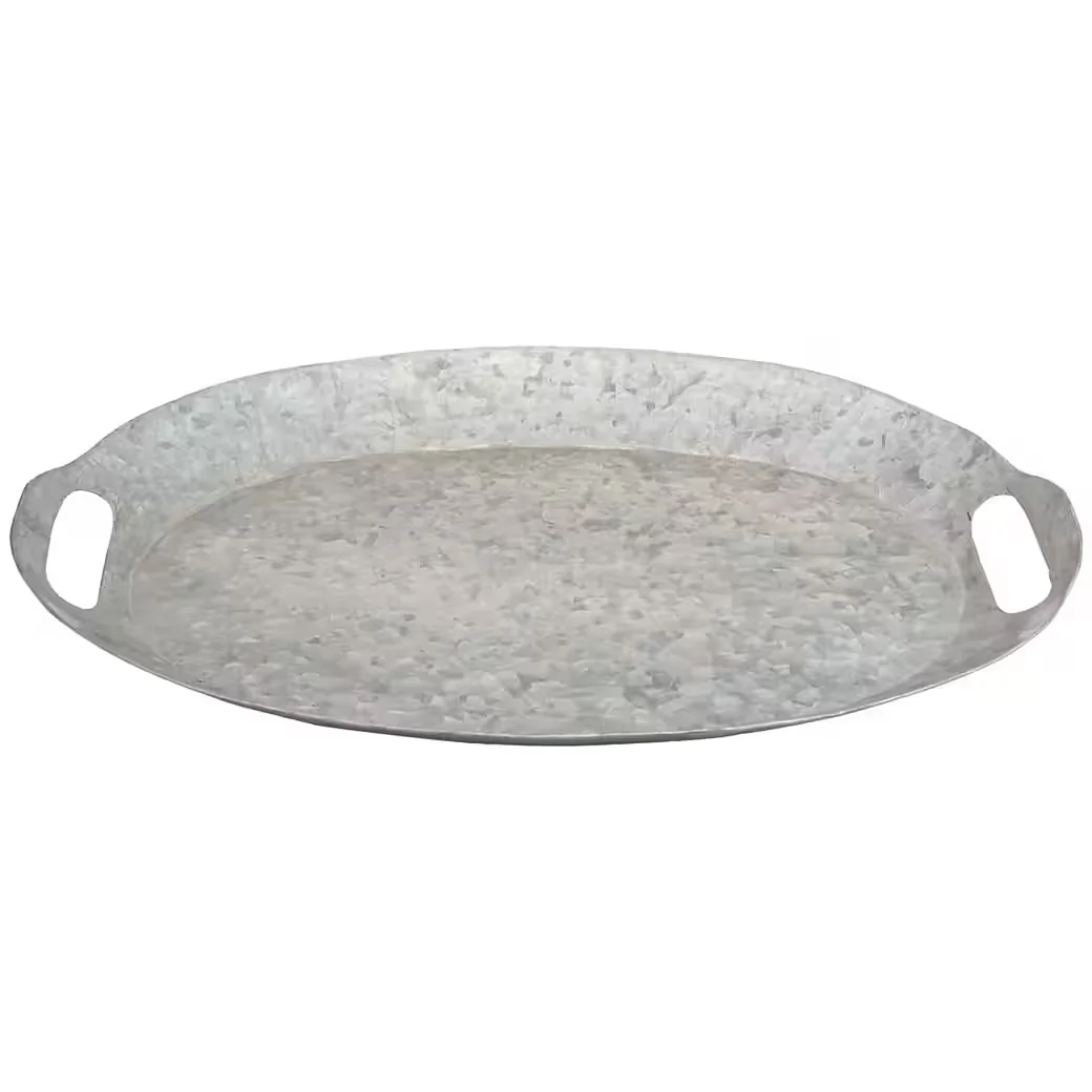 FLORISTS PRODUCTS Dekotablett oval Zinkoptik Shabby Chic Metall