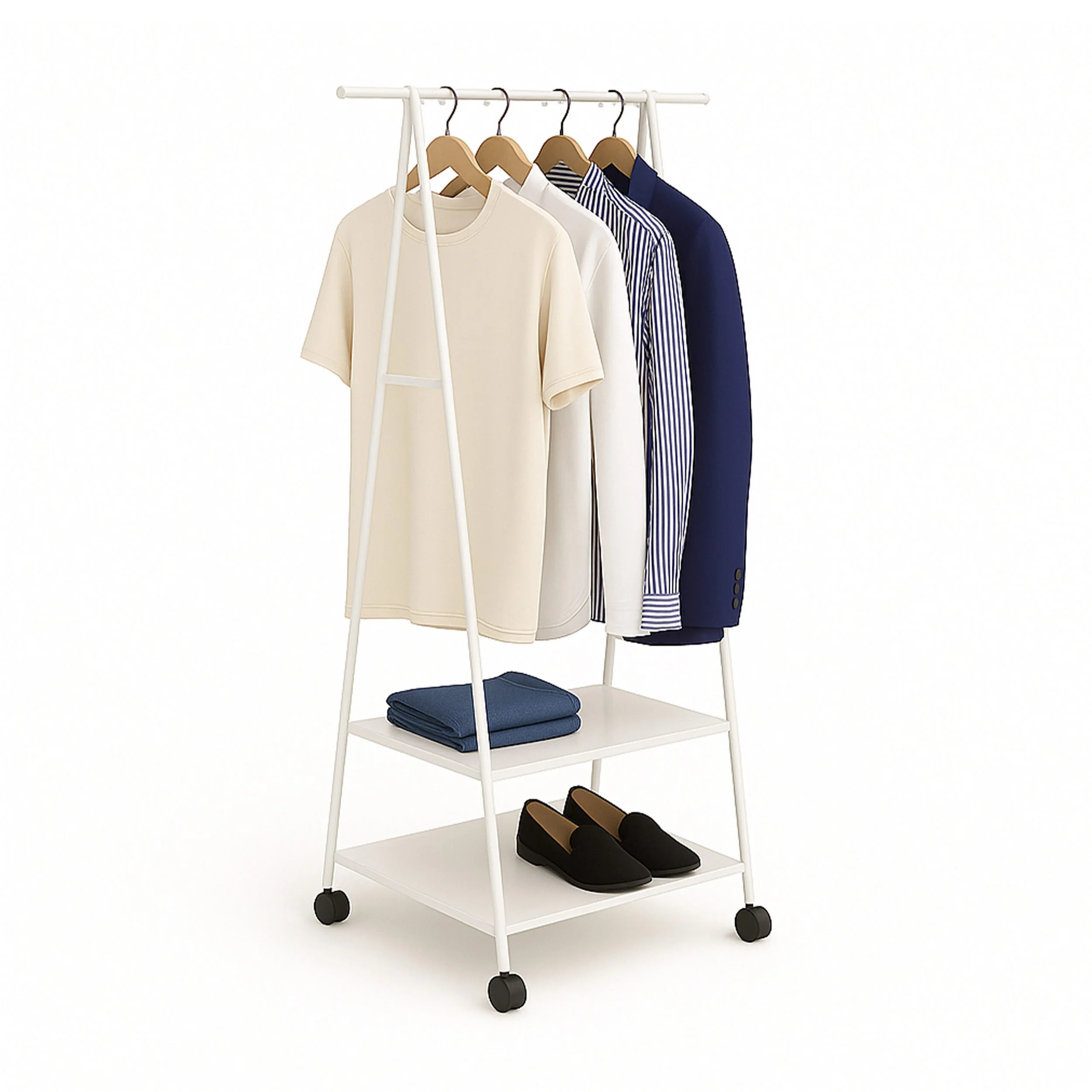 Relaxdays Kleiderständer mit 2 Vliesablagen Garderobe