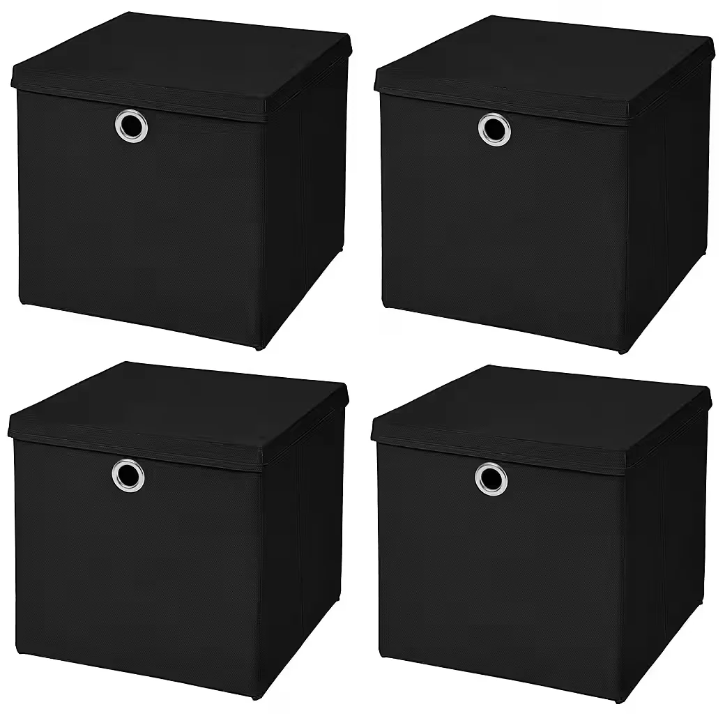 STICKANDSHINE Faltbox 4er Set 28x28x28 cm mit Deckel für KALLAX