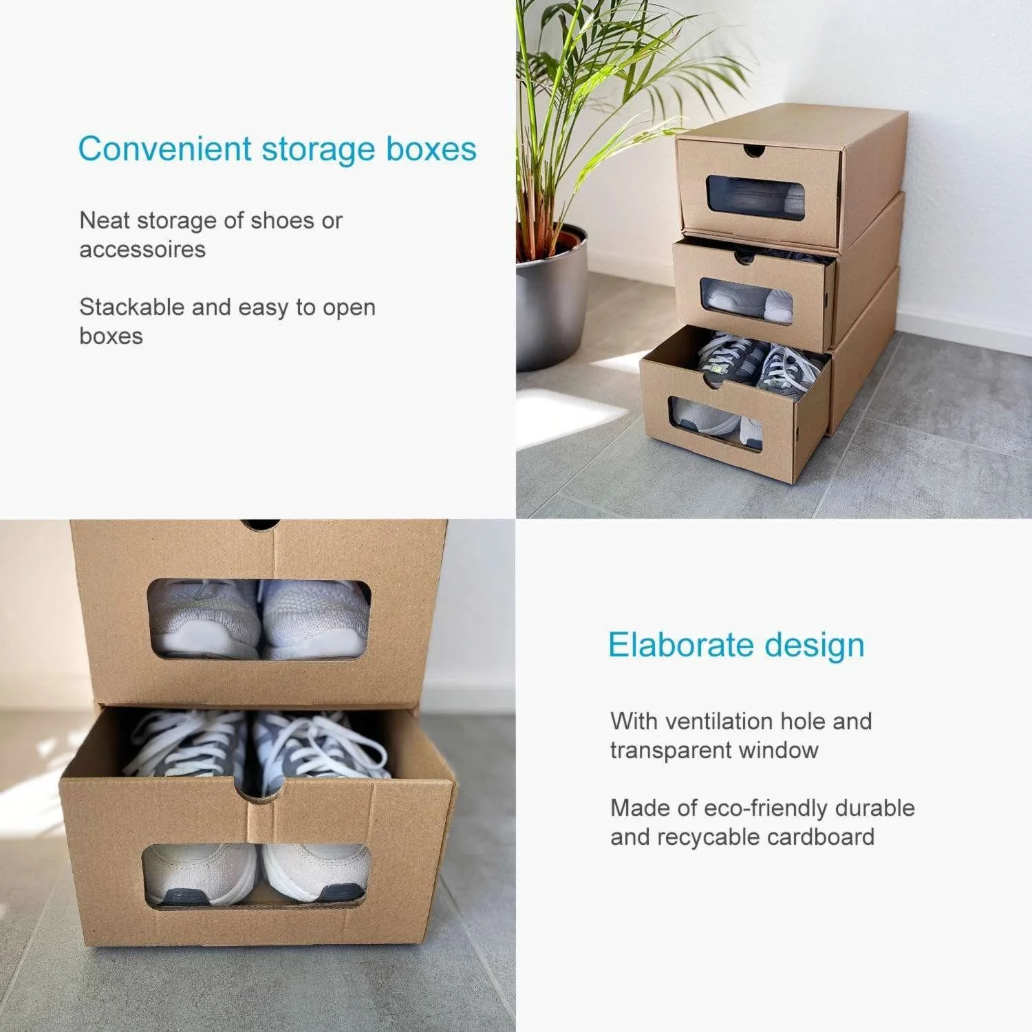 Intirilife Schuhbox transparent stapelbar Kunststoff Aufbewahrung