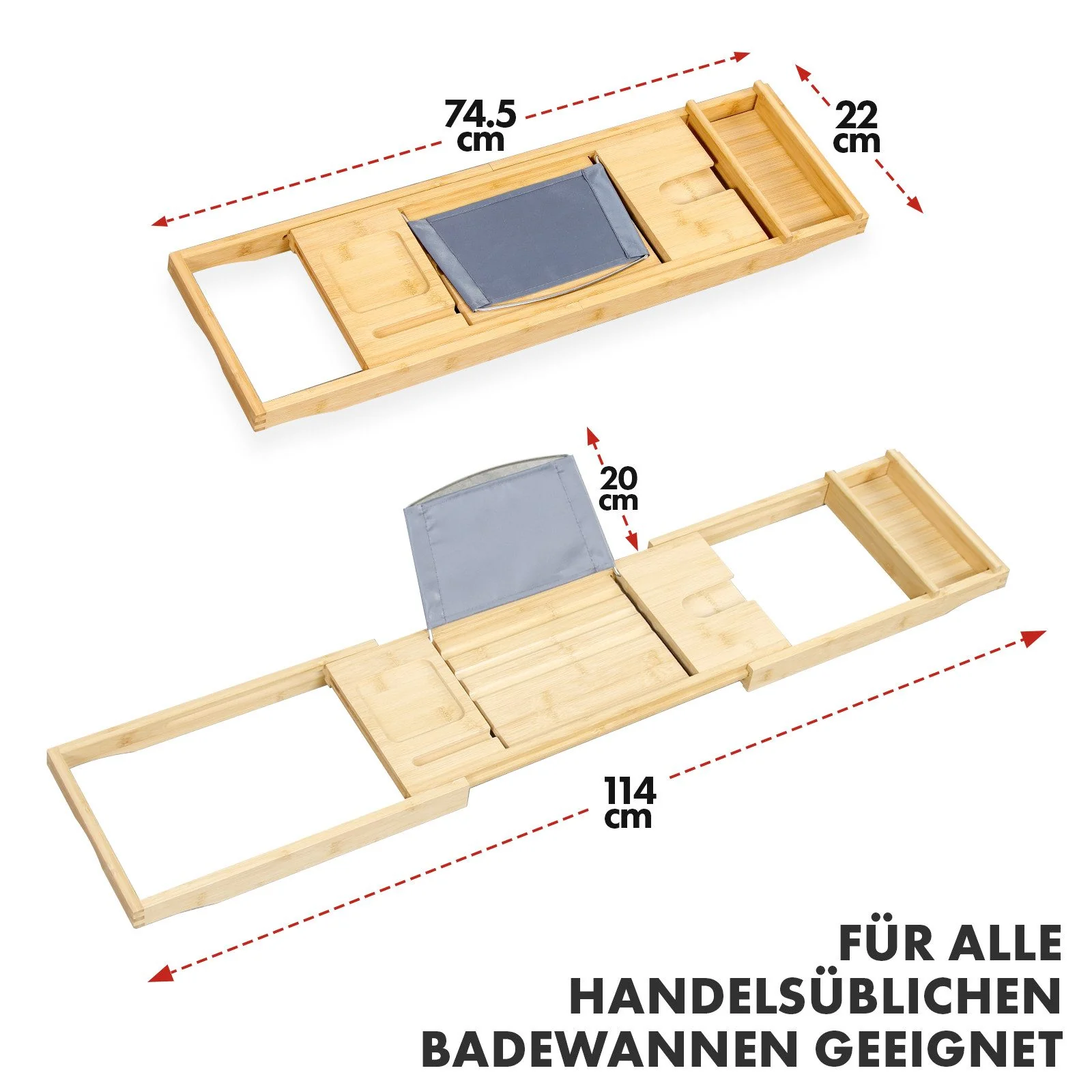 FLOORDIREKT Badewannenablage Bambus Oklahoma ausziehbar Tablett