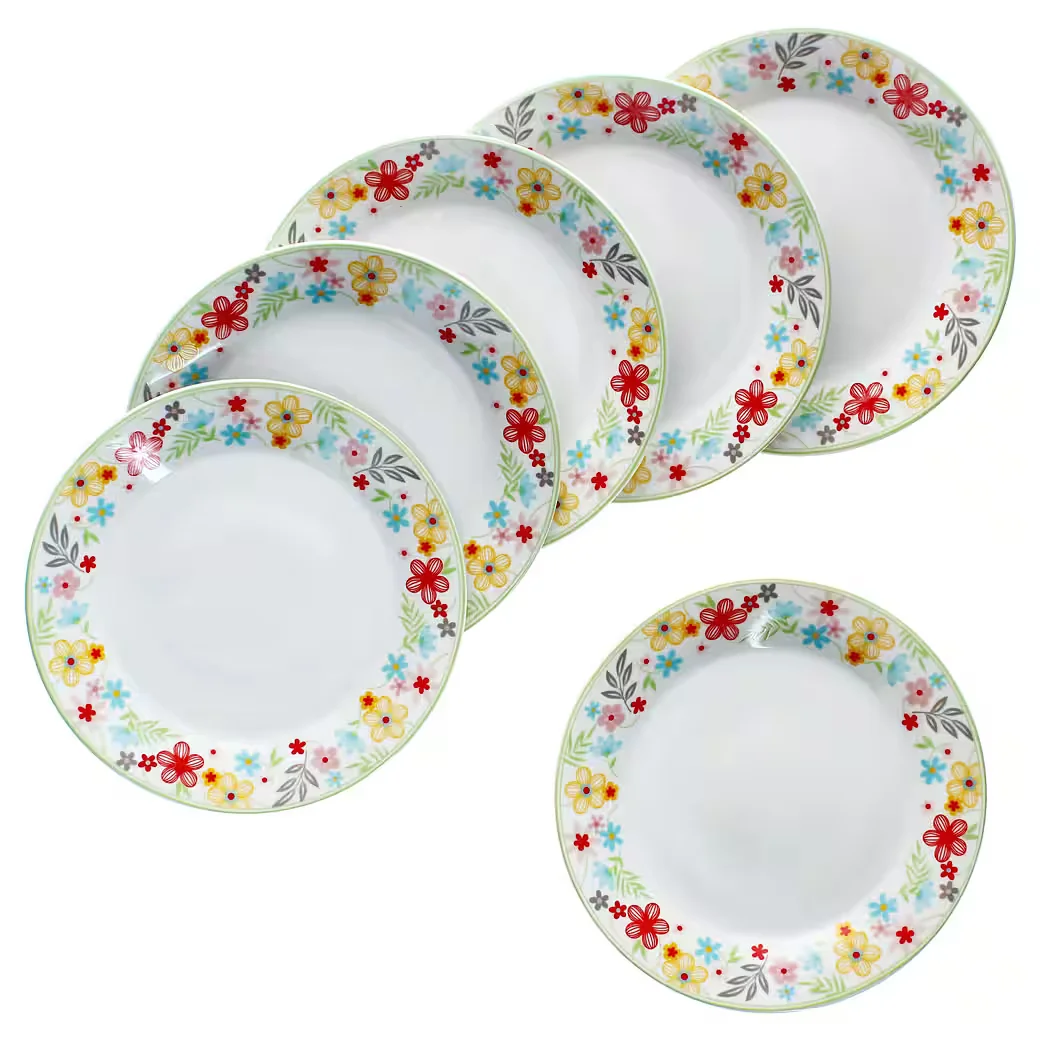 MamboCat Frühstücksteller 6er Set Blümchen bunt Kuchenteller