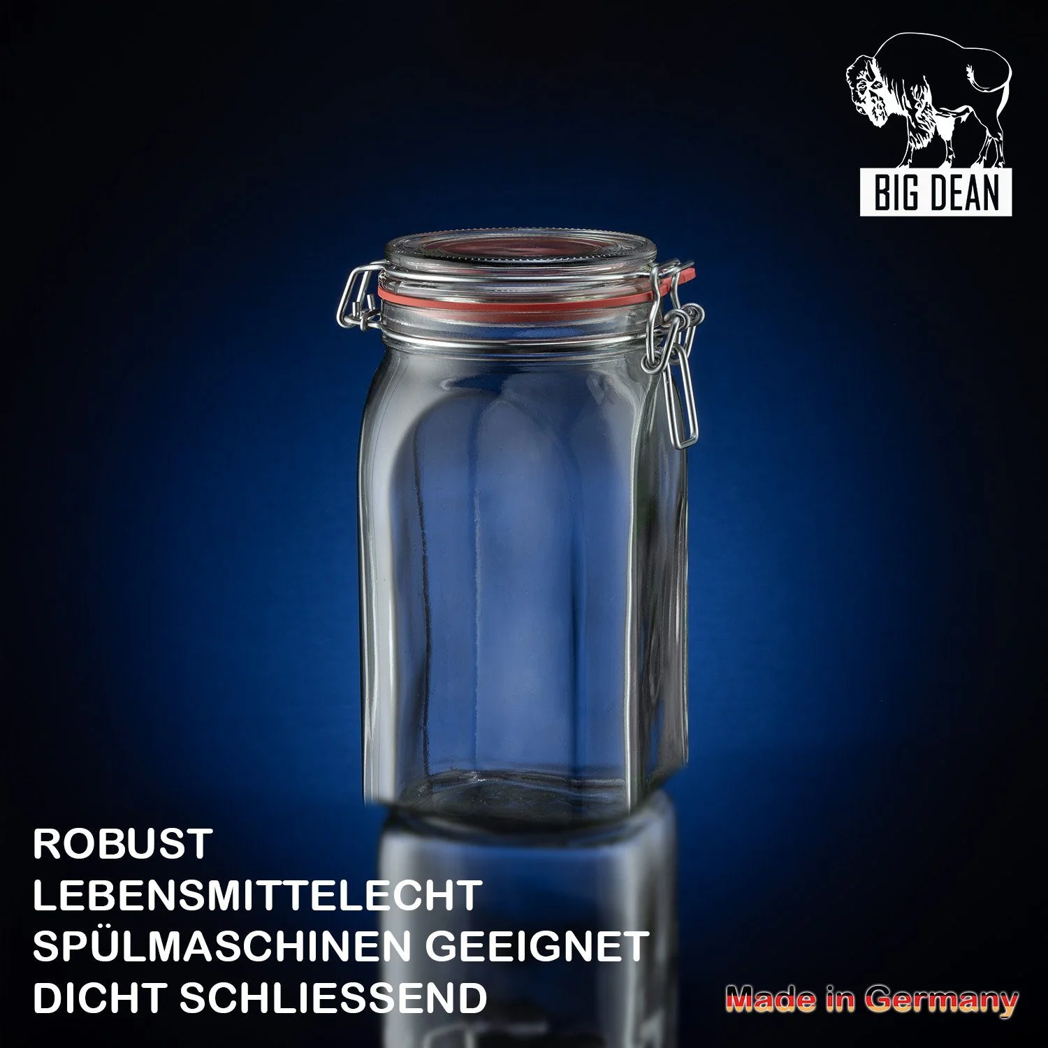 BIGDEAN 12x Einmachgläser 1,5 L mit Bügelverschluss Made in Germany
