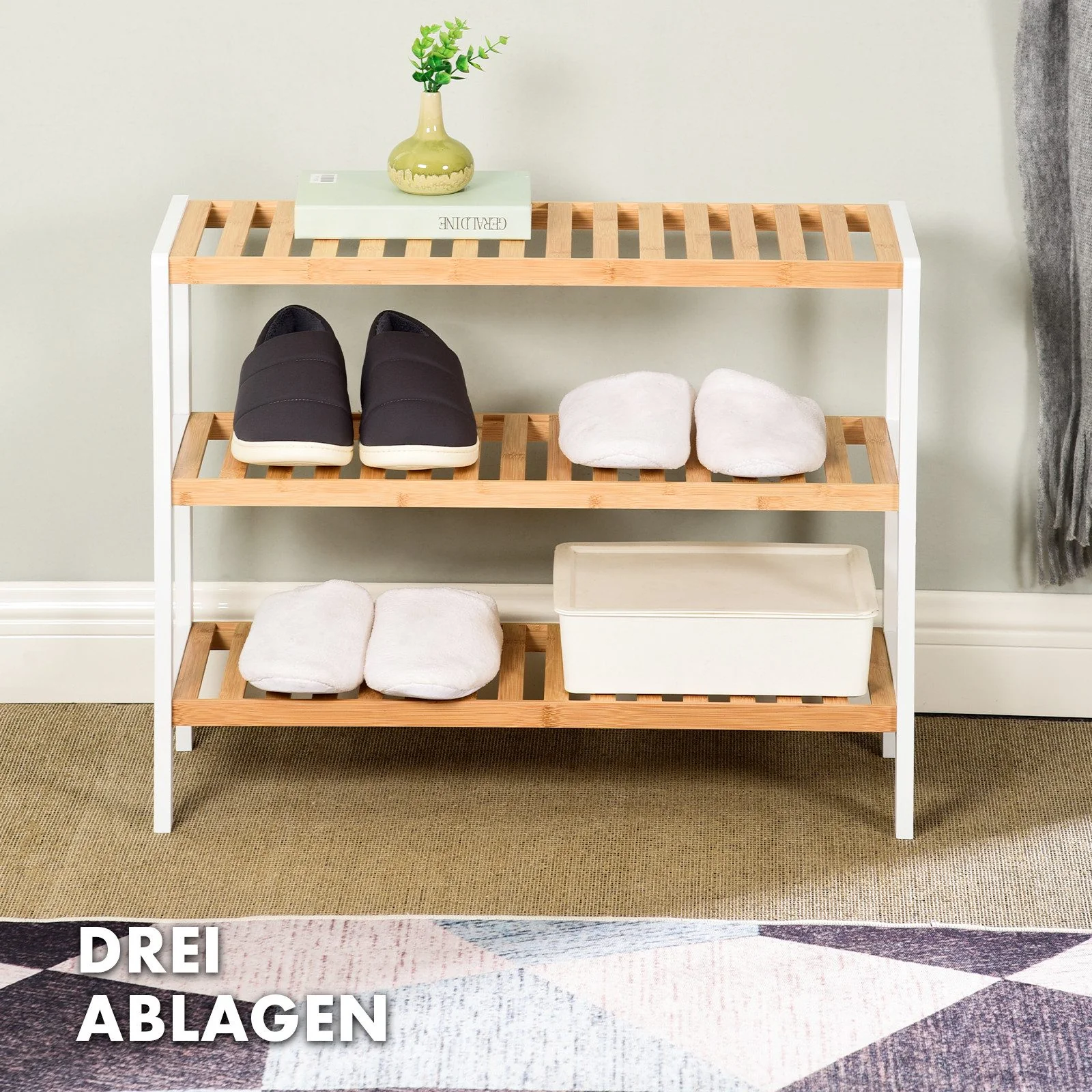 KUBUS Timber Bambus Schuhregal, 3 Etagen