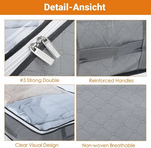 FELIXLEO Unterbett Aufbewahrungstaschen 2er Set mit Sichtfenster