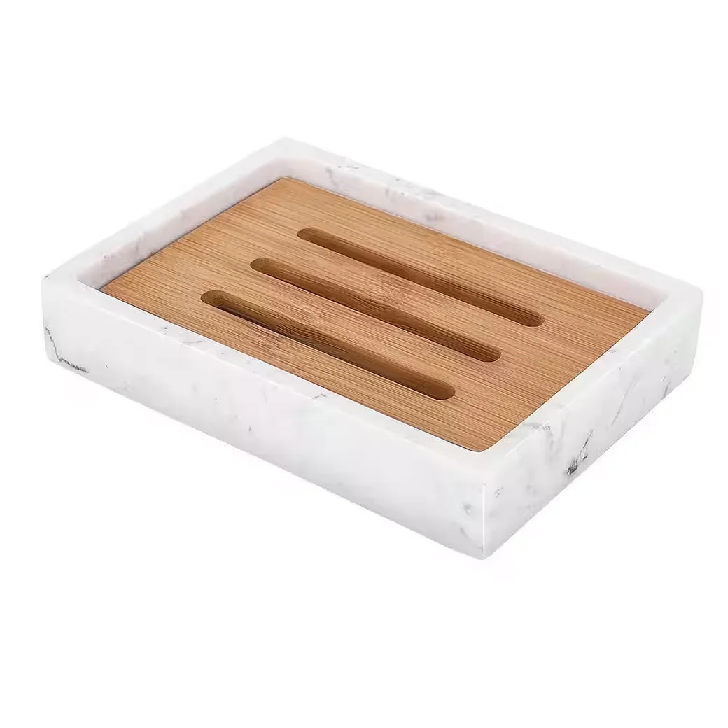 LUXUSKOLLEKTION Seifenschale Bambus Marmoroptik Weiß