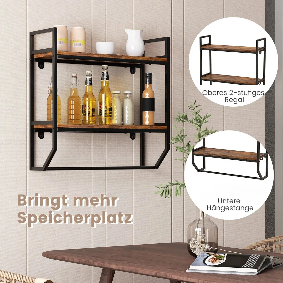 COSTWAY Wandregal Hängeregal Wandboard