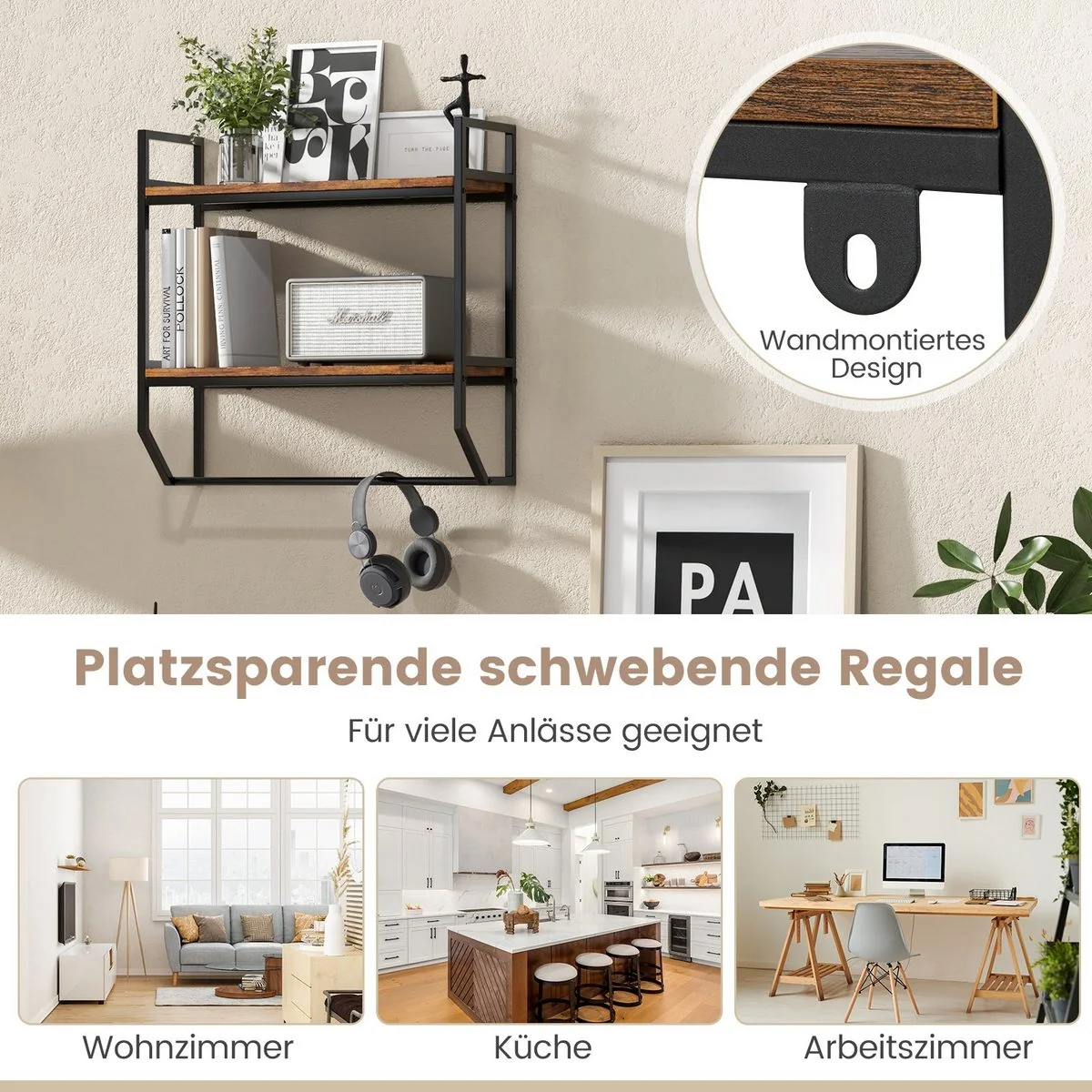 COSTWAY Wandregal Hängeregal Wandboard