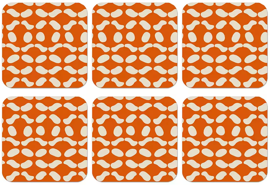 MUCHOWOW Glasuntersetzer Orange Design Bioformen Weiß