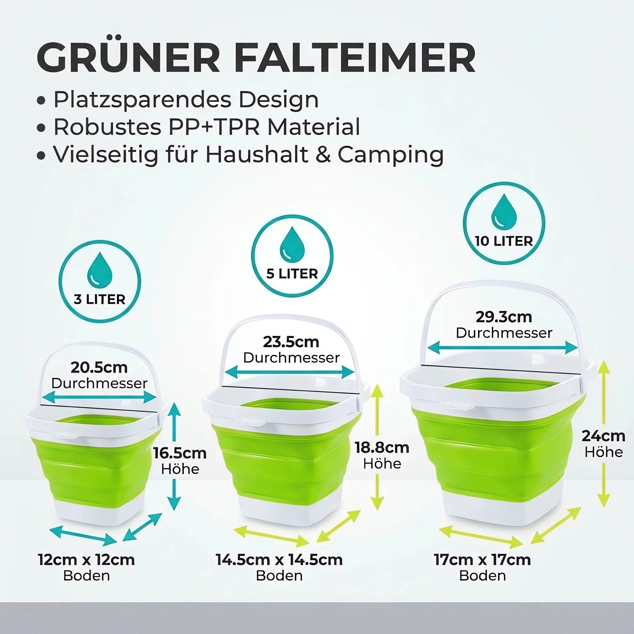 König Design Falteimer Wassereimer Camping Angeln Putzeimer