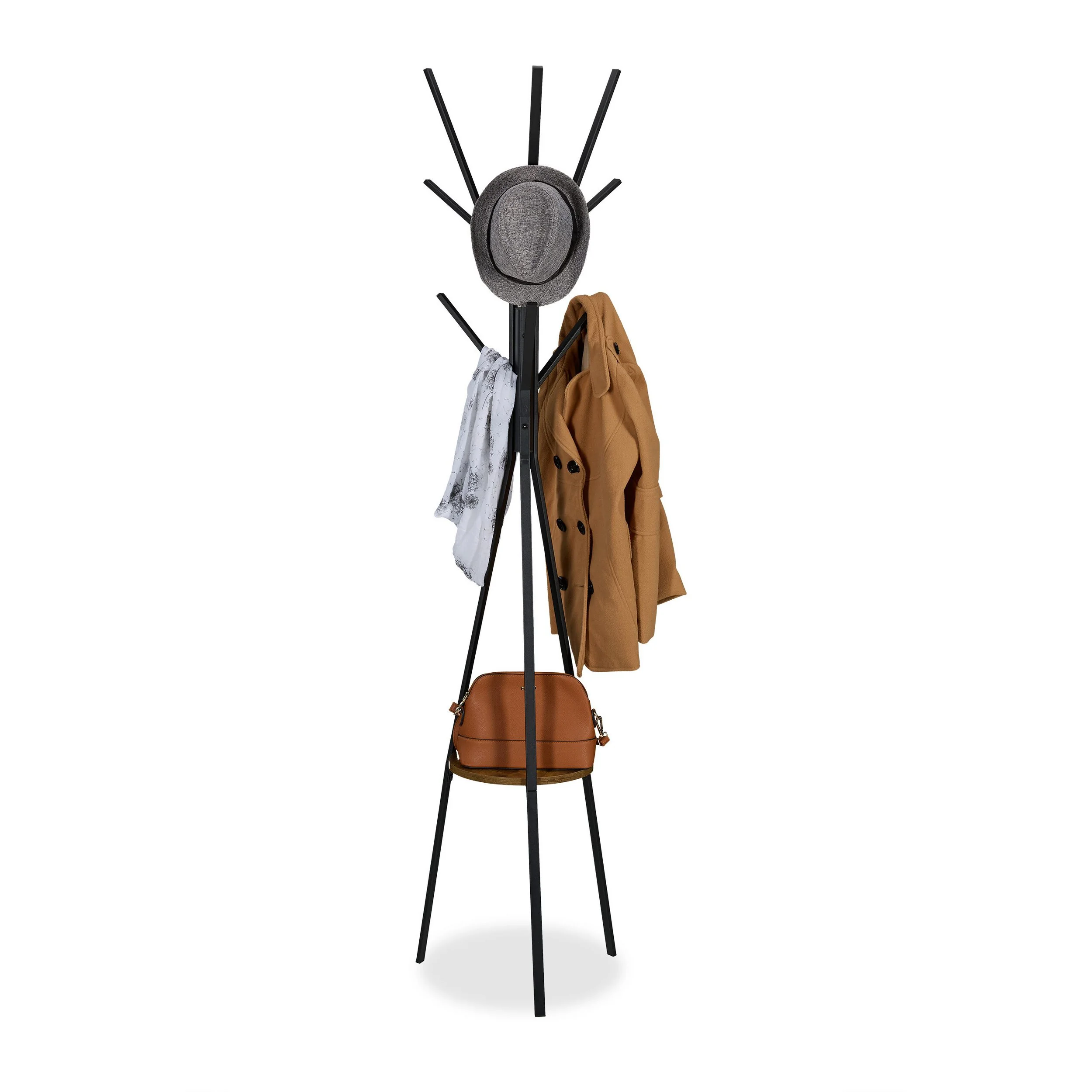 Relaxdays Garderobenständer mit Ablage, Standgarderobe