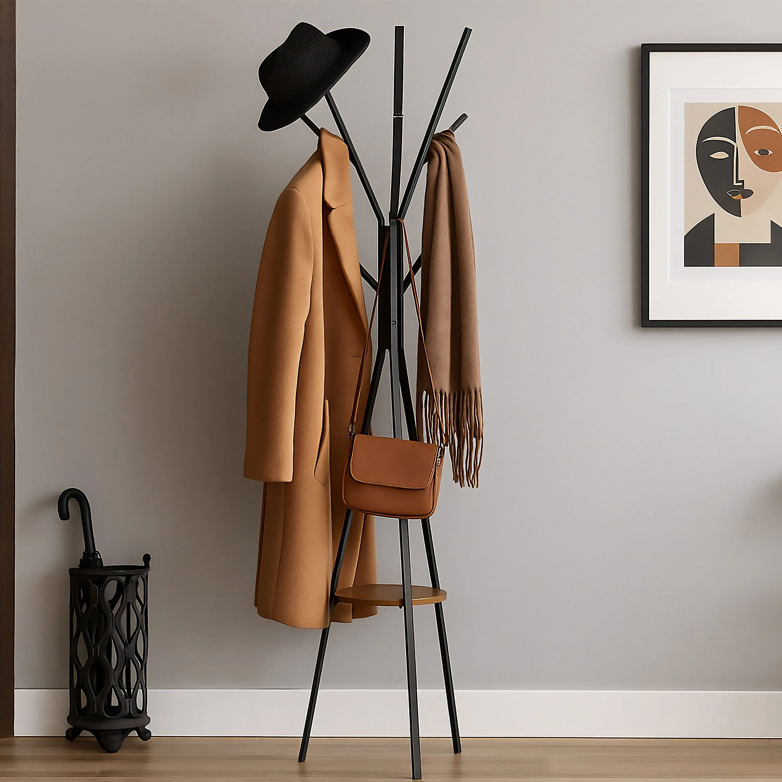 Relaxdays Garderobenständer mit Ablage, Standgarderobe