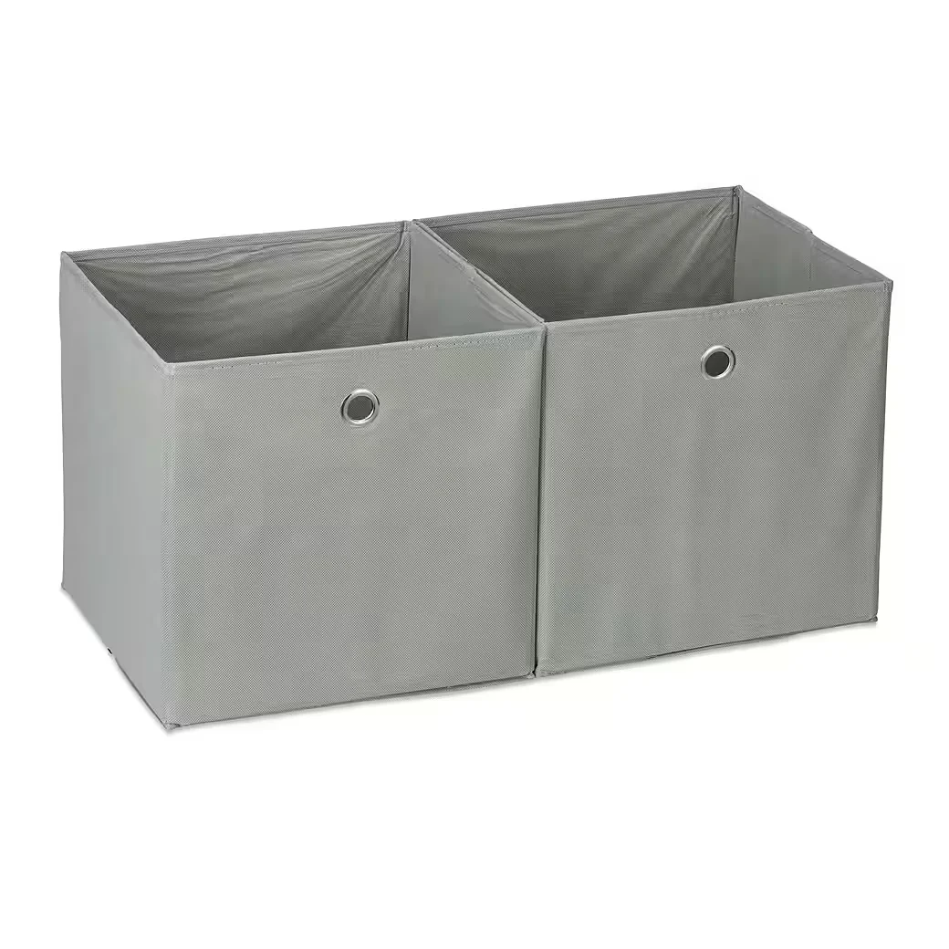 Relaxdays Aufbewahrungsbox Stoff 2er Set Faltboxen für Regal