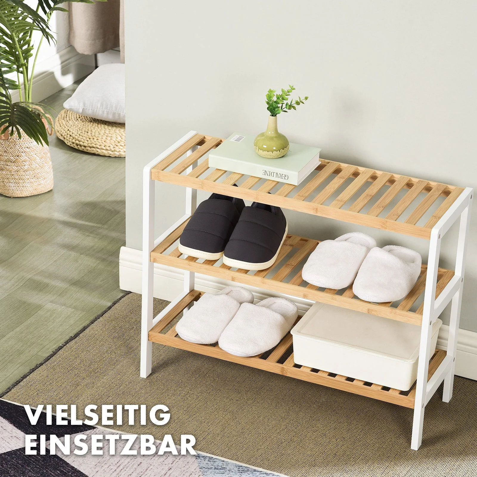KUBUS Timber Bambus Schuhregal, 3 Etagen