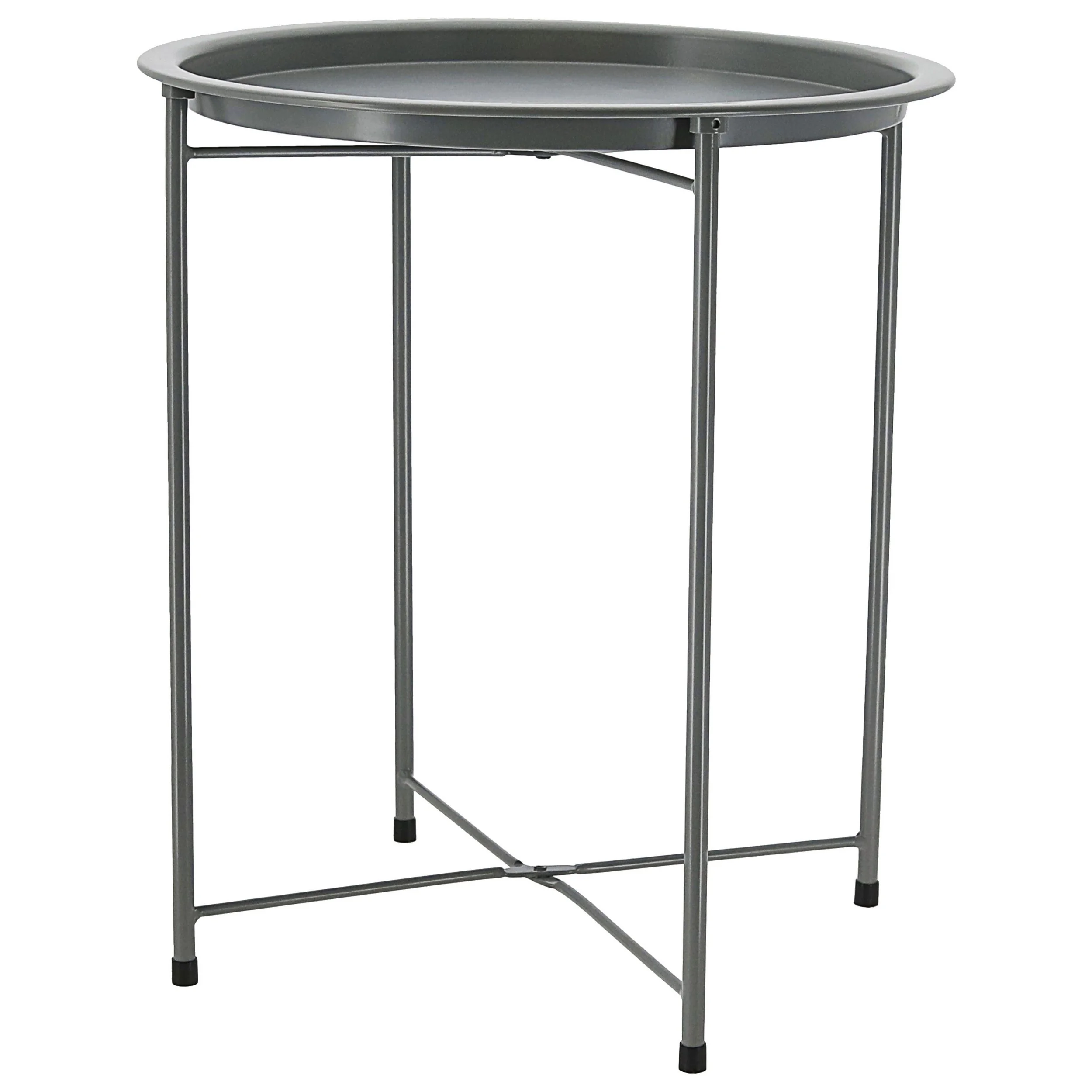 CEPEWA Beistelltisch rund grau Eisen PVC Industriedesign