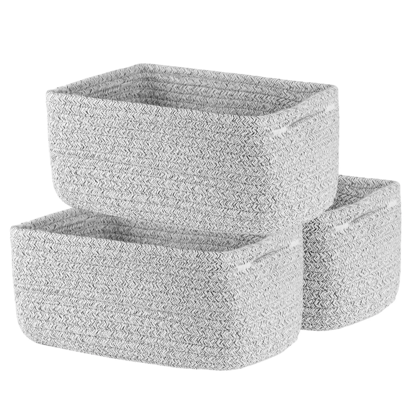 YOUYIJIA Aufbewahrungskörbe 3er Set Baumwollseil 25x22x13,5 cm