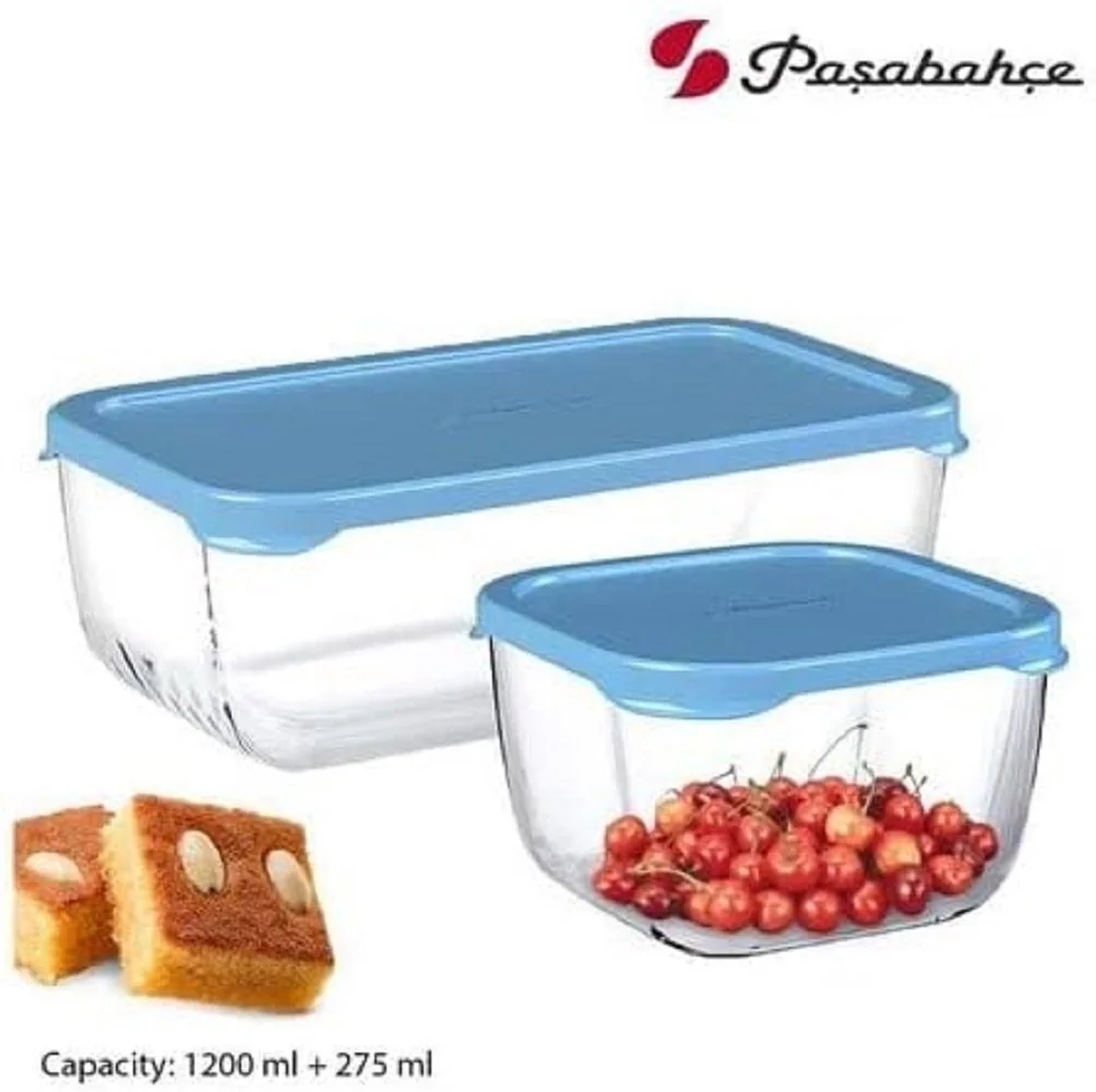 PASABAHCE Vorratsglas Snow Box Aufbewahrungsset Deckel, 3 Stück - 1200ml + 275ml + 275ml