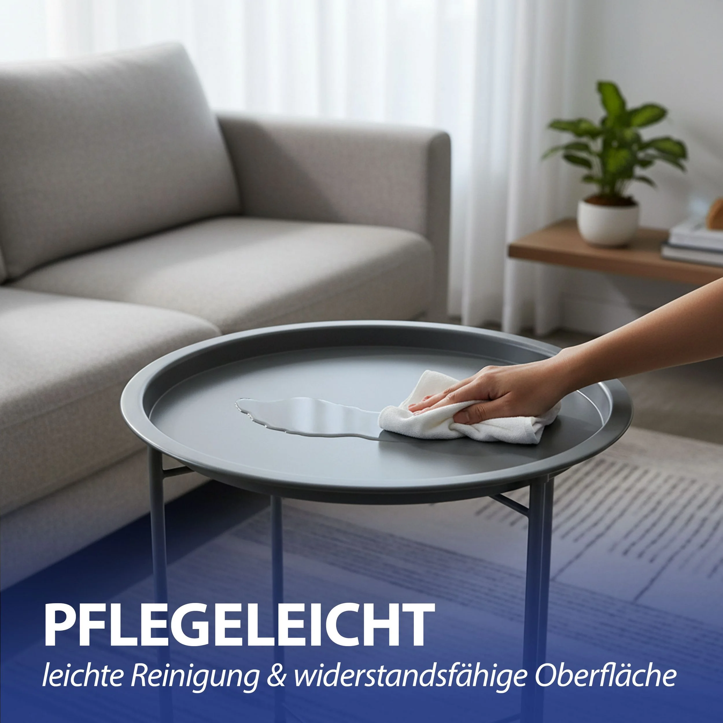 CEPEWA Beistelltisch rund grau Eisen PVC Industriedesign